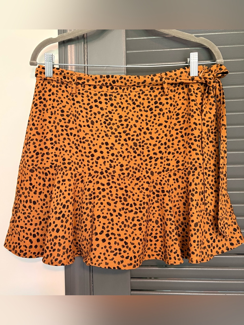 stradivarius Leopard Print Flared Mini Skort with belt
